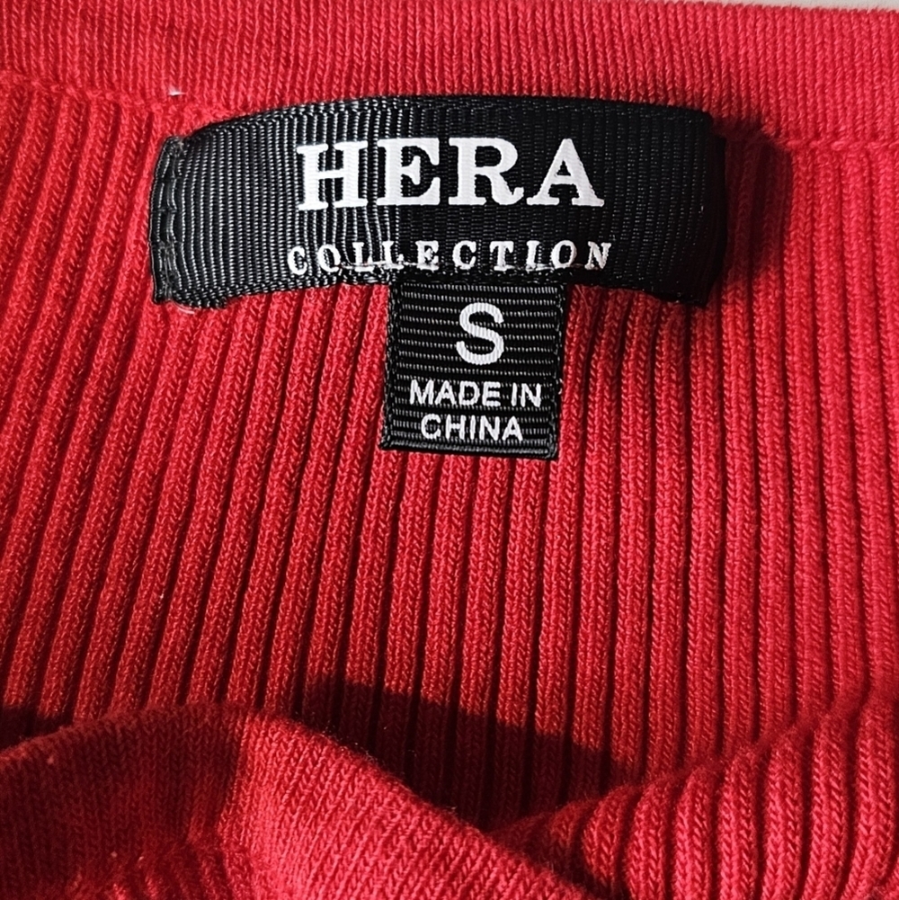 Small Hera Collection Red Ribbed Sweater Dress - Picture 4 of 4